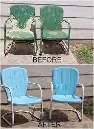 Repaint Old Metal Patio Chairs Diy Paint Outdoor Metal Motel Chairs Diy Paint Outdoor Met Painting Patio Furniture Metal Patio Chairs Vintage Patio Furniture