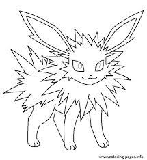 Eevee, electric type, flareon, jolteon, pokemon, vaporeon. Jolteon Eevee Pokemon Coloring Pages Printable