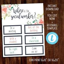 Editable Where Is The Social Worker Template Office Door Sign Etsy Office Door Signs Counselor Sign Door Signs