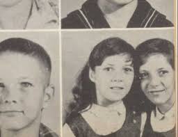 Unique Yearbook Photo of Twins Alice and Rita Warren 1957 Center Hill
