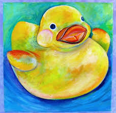 Original 6x6 Rubber Duck Acrylic Painting Rubber Duck Acrylic Painting On Canvas Rubber Duckie Painting Bird Art Painting Acrylic Painting Canvas