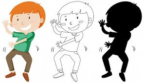 Ver más ideas sobre siluetas, disenos de unas, personas photoshop. Chico Divertido Bailando En Color Y Silueta Y Contorno Vector Gratis