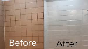 Refinishing Ceramic Tile In My Bathroom Before And After Youtube