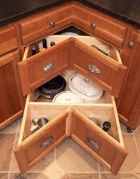 A popular corner cabinet option is a diagonal or square corner drawer base. Corner Cabinet Solution Weird Yet Oddly Awesome Corner Drawers Home Home Remodeling Kitchen Remodel