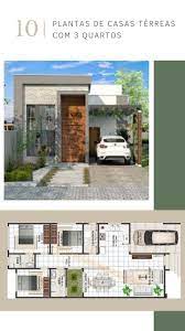 Fachada de casa pequena e colorida 10 Plantas De Casas Terreas Com 3 Quartos Plantasdecasas Com Plantas De Casas Fachadas De Casas Terreas Fachadas De Casas