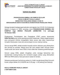 Semakan keputusan sijil pelajaran malaysia 2020 online dan sms. Kk Kuala Langat Kkkualalangat Twitter