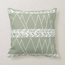 Mountains And Tribal Motif White On Sage Green Throw Pillow Green Throw Pillows Pillows Green Bedroom Decor