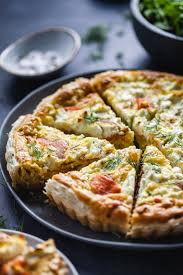 In a large bowl with a handheld or stand mixer fitted with a whisk attachment, beat the eggs, whole milk, heavy cream, salt, and pepper together on high speed until completely combined. Puff Pastry Smoked Salmon Quiche With Goat Cheese Olive Mango