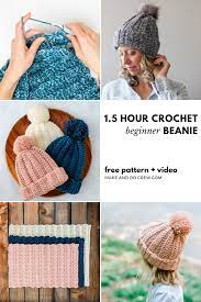 1 Hour Free Crochet Hat Pattern For Beginners Step By Step Video Tutorial Crochet Hat For Beginners Easy Crochet Hat Crochet Hats