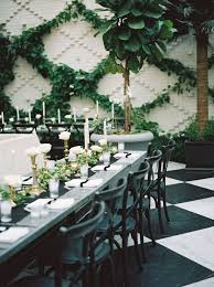 Black And Green Wedding Ideas Black And White Wedding At The Oxford Exchange Southern Weddings White Wedding Black White Wedding Wedding Reception Tablescapes