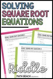 Square Root Equations Riddle Activity Equations Algebra Worksheets Algebra Resources