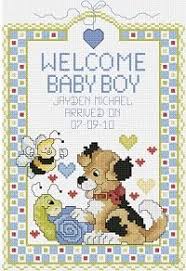 14 count 3 sizes included: Welcome Baby Cross Stitch Patterns Novocom Top