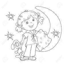 Durante el dia llevan una vida normal pero por la noche activan sus pulseras que vinculan en sus pijamas y se convierten en identidades alternativas. Pagina Para Colorear Esquema De Nina De Dibujos Animados En Pijamas Con La Almohada Hora De Acostarse Libro De Colorear Para Ninos Ilustraciones Vectoriales Clip Art Vectorizado Libre De Derechos Image 58849116