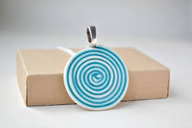 Hypnosis Ceramic Pendant Sterling Silver Chain Ceramic Pendant Porcelain Jewelry Ceramic Jewelry