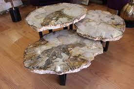 Robust tree slab tables for every interior. Set Of 3 Petrified Wood Coffee Tables For Sale At 1stdibs Decorating Coffee Tables Wood Slab Table Coffee Table