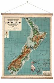 Vintage Dominion Of New Zealand Map Ready To Hang 3 Sizes