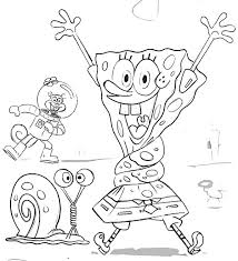 It was created by animator and artist stephen hillenburg and it's now broadcast around another friend of spongebob sandy cheeks is a squirrel that lives in an underwater dome. Gary The Snail And Spongebob Is Happy With Sandy Coloring Pages Color Luna