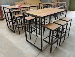 table bar style industriel en metal et vieux bois recycle zheleznyj stol mebel stol