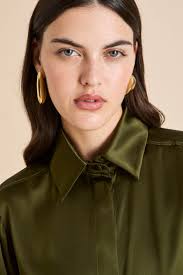 Bacall Ivy Green Pajamas in Silk Satin