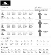 outdoor research size guide