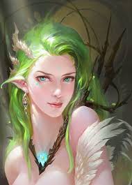 Fantasy Girl Blue Eyes Hair Long Beautiful Elf Fairy Green Hair Wallpaper 1440x2010 866471 Fantasy Girl Fantasy Art