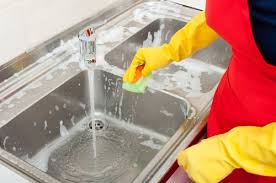 cleaning the kitchen sink  apartment