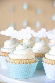 The ones pictured here are a clever take on a classic. Inspiration Une Jolie Fete De Bapteme Pour Garcon Save The Deco In 2020 Heavenly Baby Shower Baby Shower Cupcakes Shower Cakes