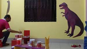 Dinosaur Wall Mural L Wall Painting Dinosaur L Classroom Decoration Ideas Youtube Cartoon dinosaur zoo wall sticker kids room bedroom wall background decorations mural door nursery stickers cupboard wallpaper. youtube