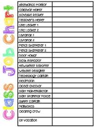 job chart by jamie krinsky teachers pay teachers