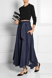 Tibi Belted Denim Maxi Skirt Skirt Outfits Long Denim