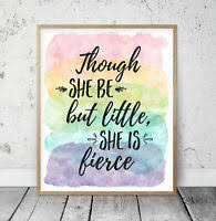 I love my little monster <3. Though She Be But Little She Is Fierce Art Print Quote Vintage Shakespeare Ebay