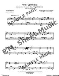 It was very exciting to make a piano cover on this song, with the guitar solo on the piano and a little surprise at the end. Hotel California Late Intermediate Piano By The Eagles F M Sheet Music Pop Arrangements By Jennifer Eklund