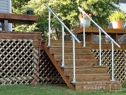 This listing is for a handrail that works for 2 steps with the end posts top and bottom on different levels. Simple Sturdy Exterior Stair Railing Simplified Building