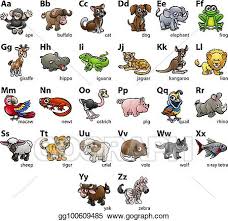 Eps Vector Animal Alphabet Chart Set Stock Clipart
