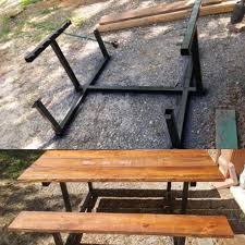 Square Tube Framed Picnic Table Metal Picnic Tables Picnic Table Wood Diy