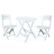 Adams Manufacturing White Quik Fold Cafe Bistro Set Outdoor Table Chairs Bistro Outdoor Tabl Resin Patio Furniture Patio Furniture Sets Outdoor Bistro Set