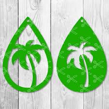 Palm Tree Teardrop Earring Svg Png Dxf