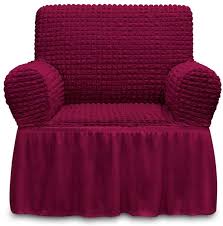 Be sure to center the seat piece (and match the notches). Amazon Com Niceec Armchair Slipcover Burgundy Armchair Covers 1 Piece Easy Fitted Sofa Couch Cover Universal High Stretchable Durable Furniture Protector With Skirt Country Style 1 Seater Wine Red Kitchen Dining