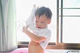 Cute Little Asian 2 3 Years Old Toddler Boy Child In Bed