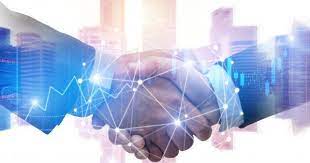 Premium Photo Double Exposure Image Of Investor Business Man Handshake With Partner With Digital Network Link Connection And Graph Chart Of Stock Market And C Best Visiting Card Designs Double Exposure Business Investors