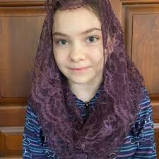 Buy Immaculate Conception Infinity Veil for Catholic Mass, Latin Mass Veil,  Catholic Veil, Advent Purple With Flower Applique (w/ Snap