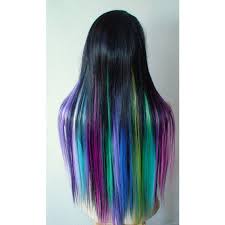 Black Blue And Purple Hair Black Blue Purple Green Teal Pink Lavender Ombre Wig Supper Long Sleek Straight Black Color Hair Om Hair Highlights Pink Hair Highlights Creative Hair Color