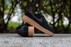 Black Suede Air Force 1 Gum Sole Mens Pin On Wmns