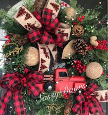 Red Truck Wreath Buffalo Plaid Christmas Wreath Rustic Christmas Wreath Red Truck Chr Christmas Wreaths Rustic Christmas Wreath Christmas Decorations Rustic