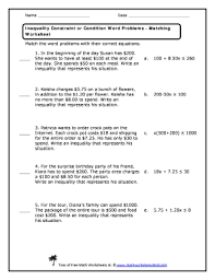 So the inequality looks like this. Fillable Online Inequality Constraint Or Condition Word Problems Matching Worksheet Conditional Problems Fax Email Print Pdffiller