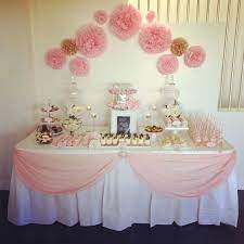 Pink Girl Baby Shower Table Diy Table Skirt Idea By Blanca Baby Shower Princess Baby Shower Deco Baby Shower Decorations