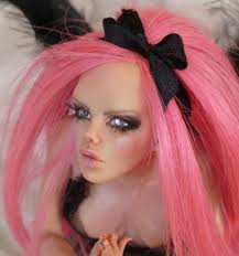 GOTHIC PINK HAIRED DARK ANGEL OOAK FAIRY ART DOLL SCULPTURE BY KIM JOHNSON 