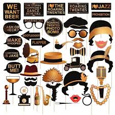 Decorate the room for the party; Roaring 20 S Party Photo Booth Props Kit Large 42pcs Vintage 1920s Jazz Music Theme Selfie Costume Decorations For Wedding Birthday Bachelorette Bridal Shower Favor Gift Accessories C3186za32ie