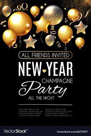 Happy New Year Party Poster Template Realistic Vector Image Party Poster Poster Template New Years Party