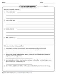 5th grade math worksheets